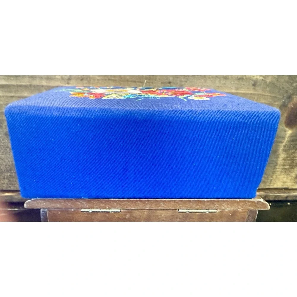 Brighton French Garden Jewelry Box Embroidered Flowers Butterfly Blue NEW w/ TAG